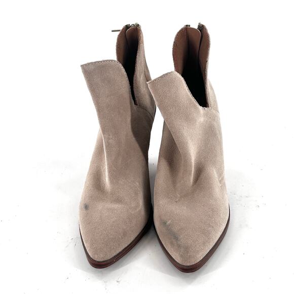 Blondo Wanda Suede Booties 5.5 Tan Gray Beige Western Ankle Boots Waterproof - Picture 5 of 8